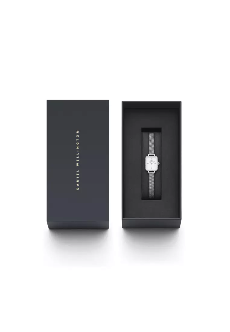 Quadro Mini Lumine Bezel Silver - Fashion Watch for women - Stainless Steel Strap Watch - Female Watch - DW Official - Authentic