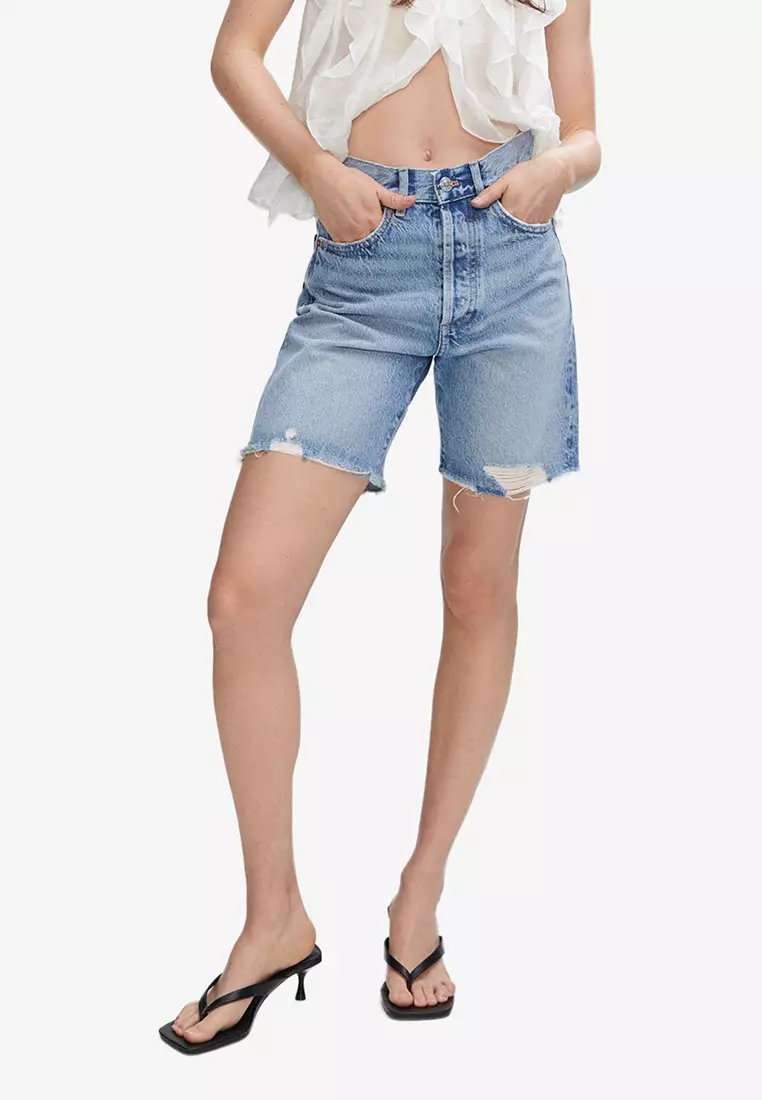 womens ripped bermuda shorts