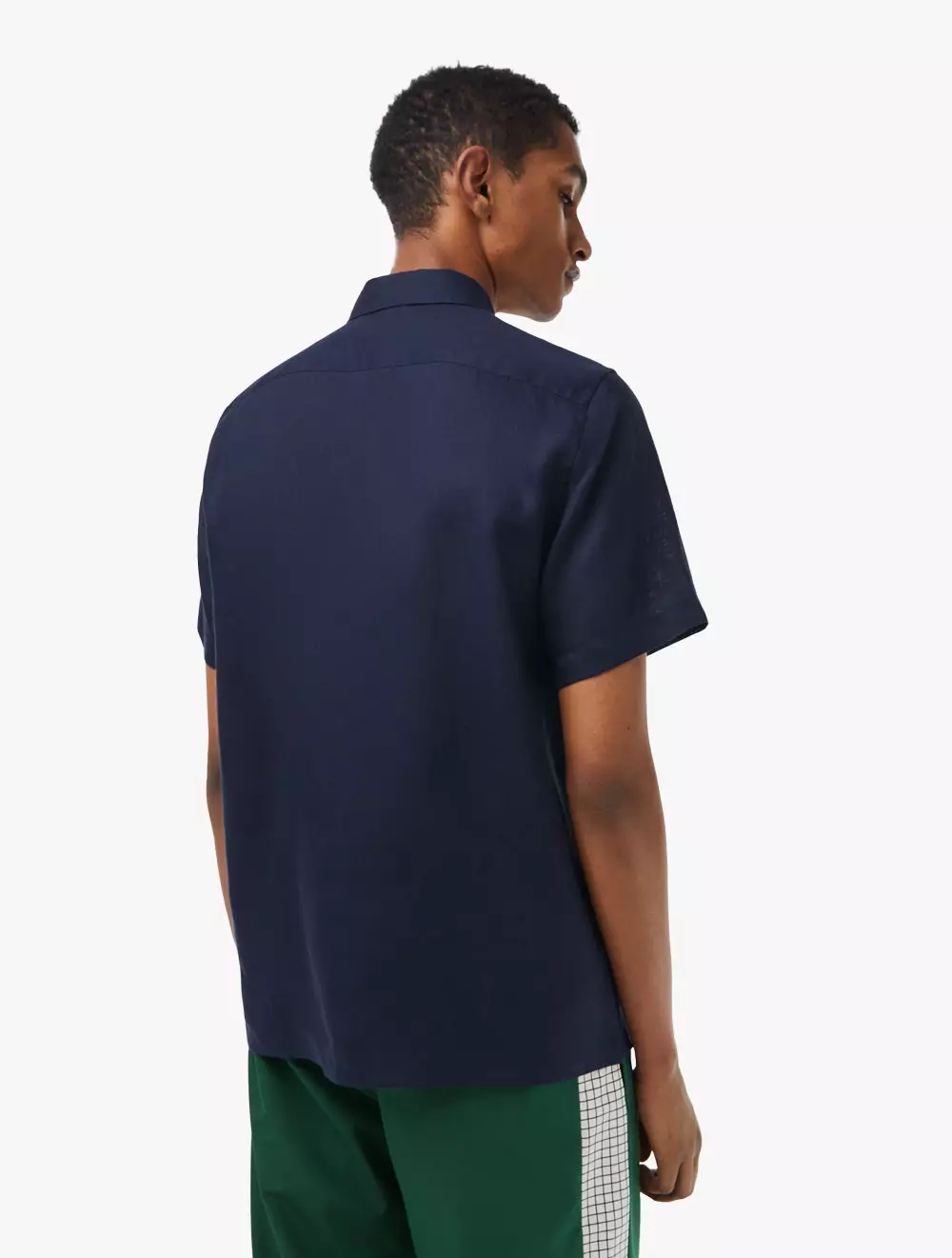 Men’s Lacoste Short Sleeve Linen Shirt - Blue