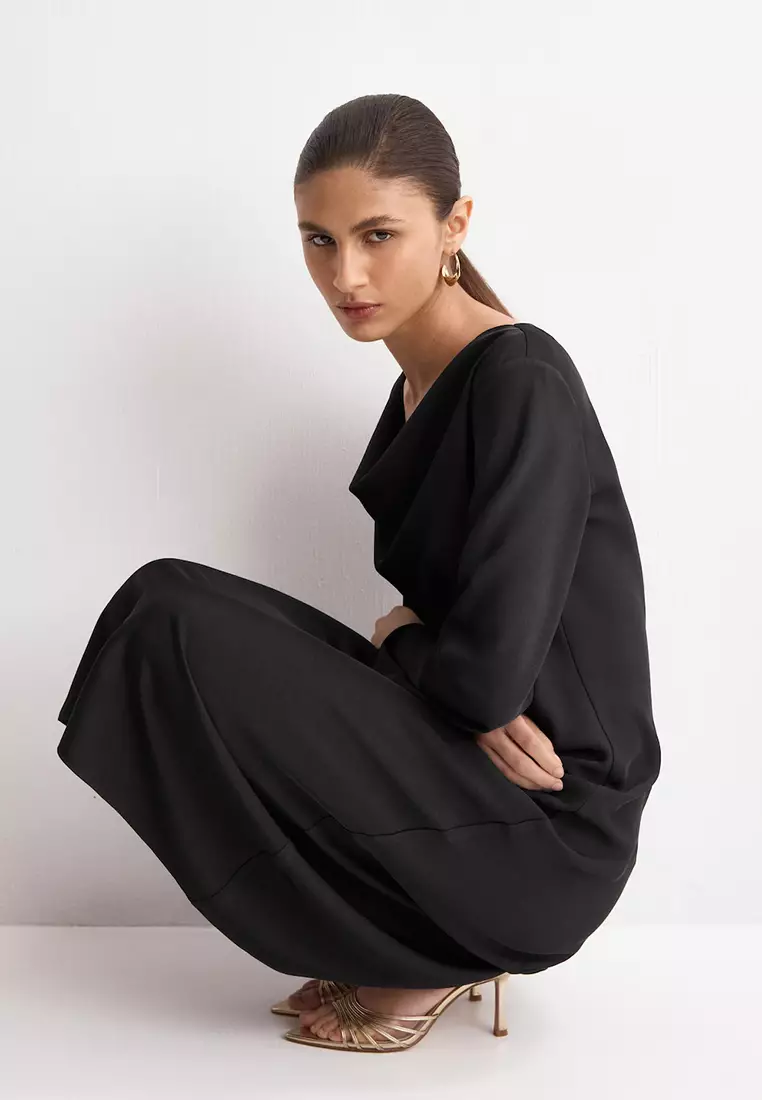 Long Dress With Draped Neck