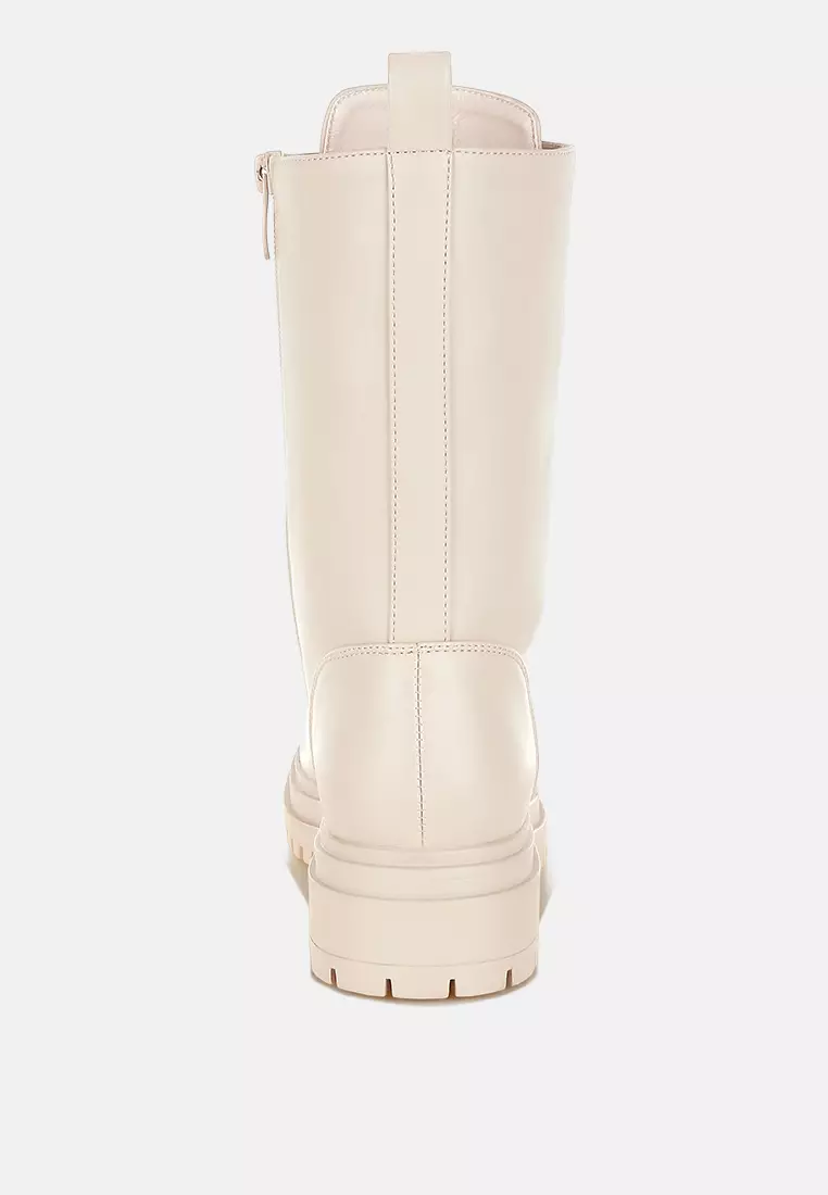 Rhinestone jewelled Chunky Boots in Beige