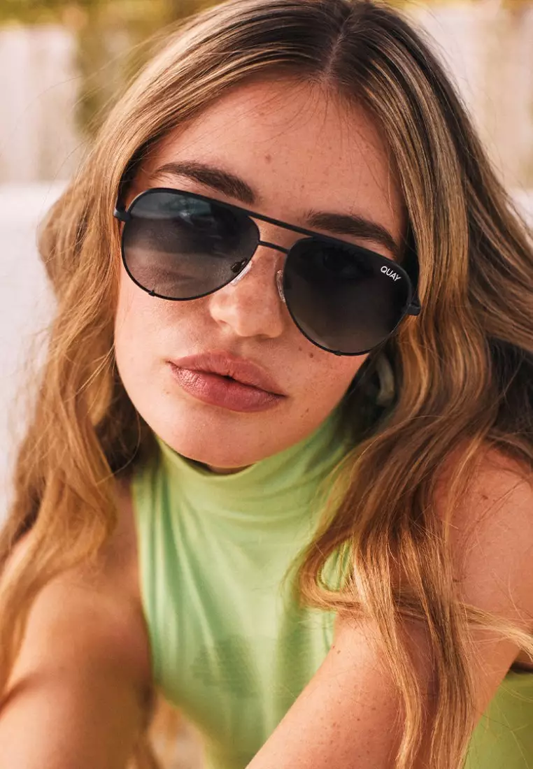 High Key Micro Sunglasses - Black/Smoke Polarized