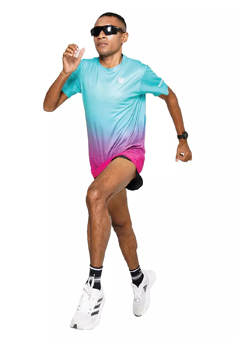 Tiento Baju Lari Ringan Jersey Running Anti UV Pria Dry Fit Lengan Pendek Airlite Greenpop