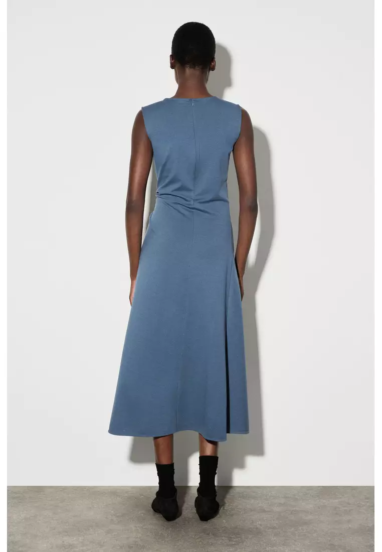TWIST-DETAIL JERSEY MIDI DRESS