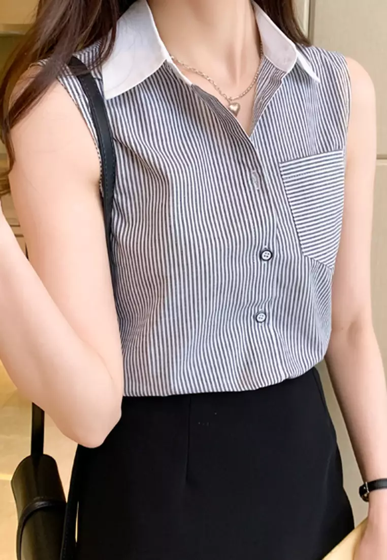 Stripe Sleeveless Shirt