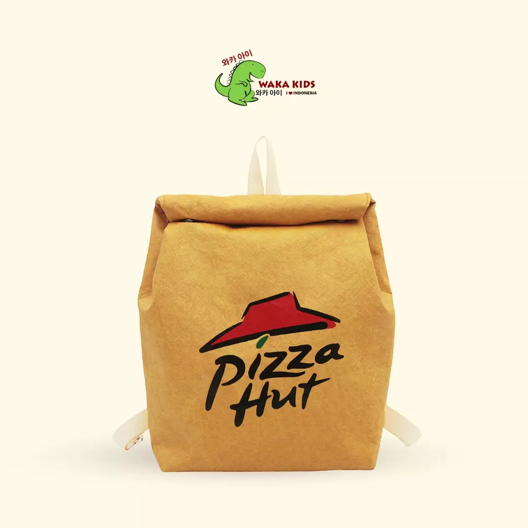 Wakakids Tas Ransel Backpack Bentuk Paper Bag Motif Unik Restoran Fast Food Pizza Hut Venrc
