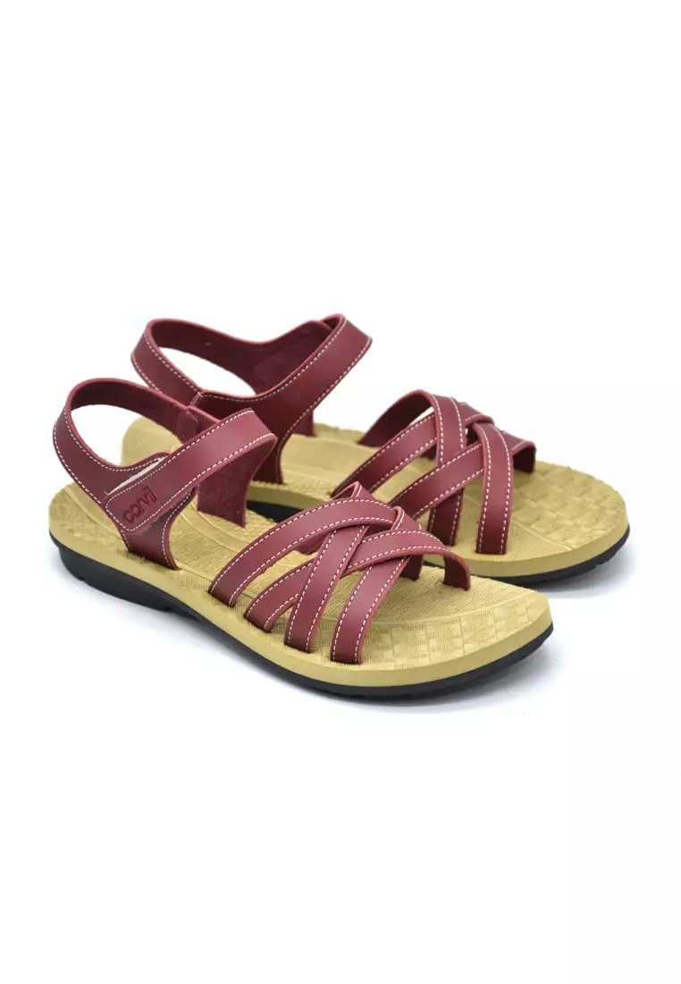 Carvil Sandal Wanita Yolla-TB Maroon/Cream