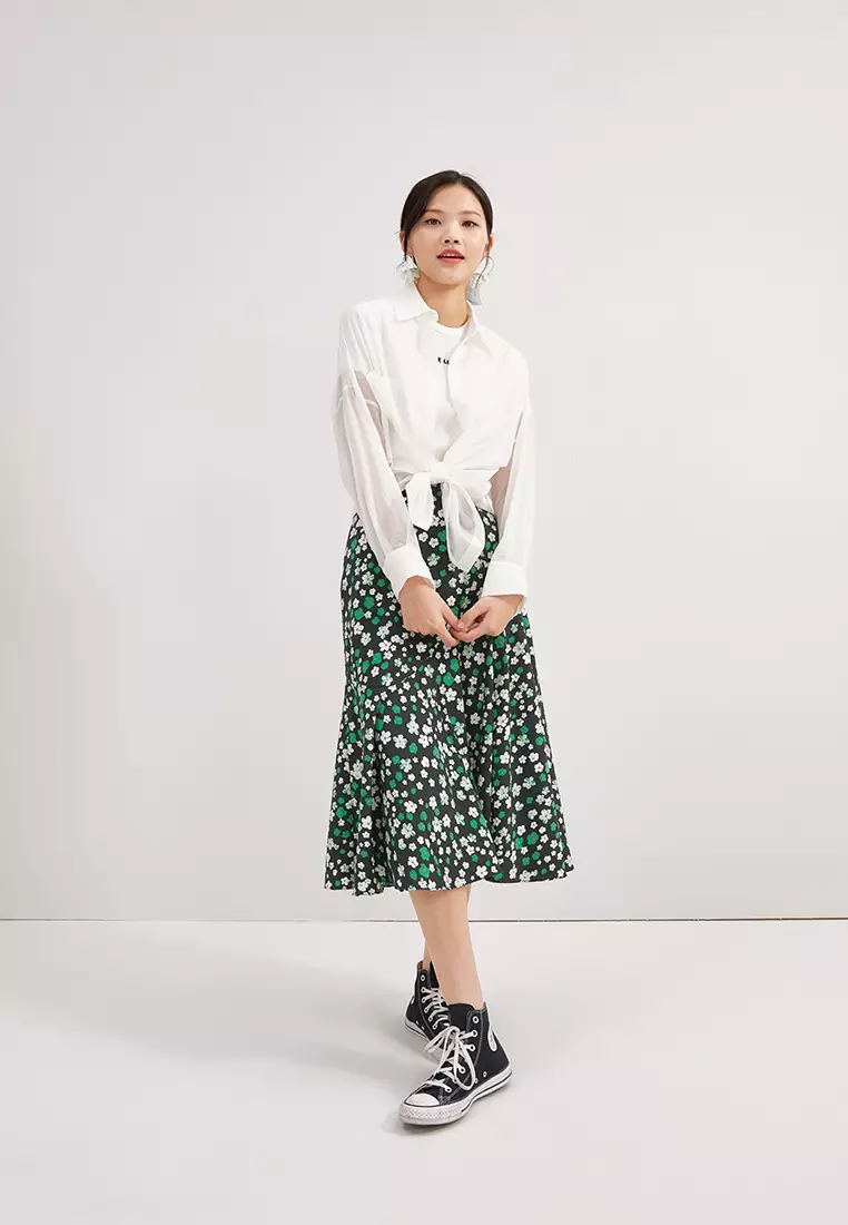 Loose Fit Semi Sheer Button Blouse