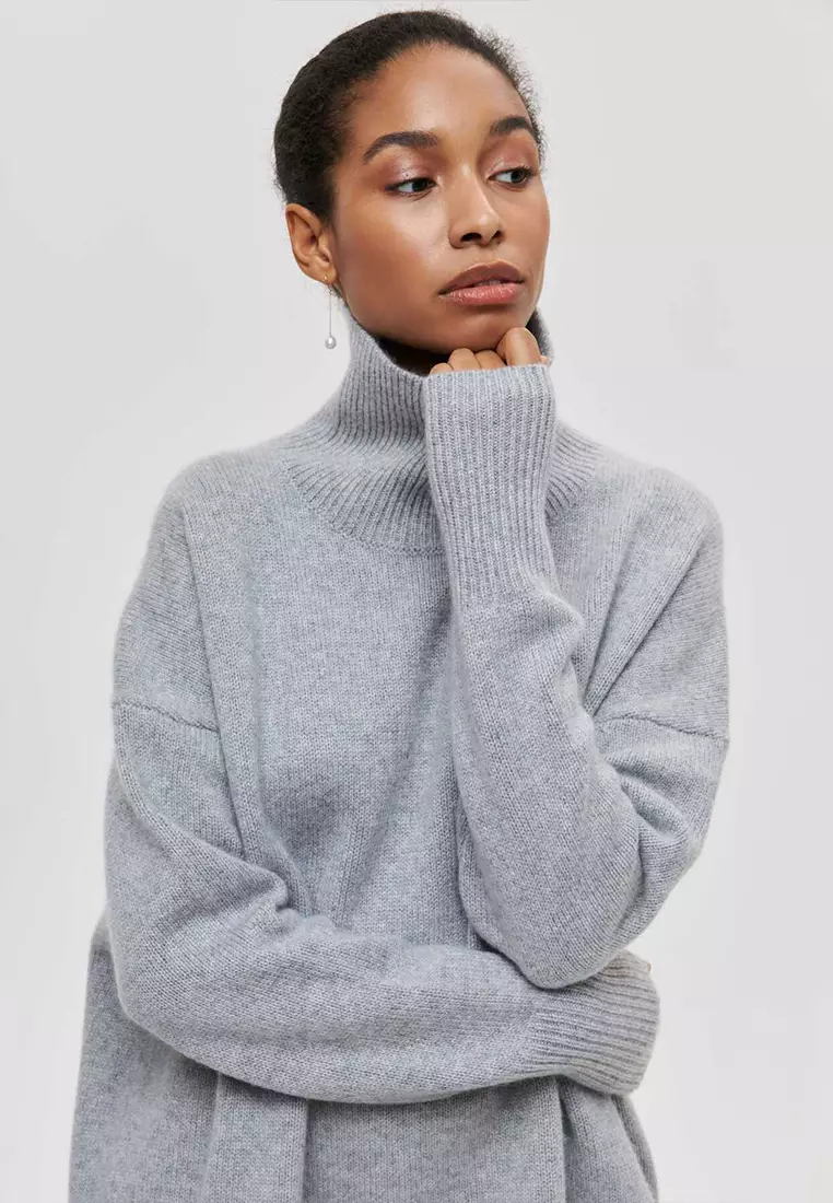 High neck loose sweater clearance