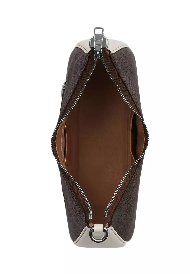 Teri Hobo In Signature Canvas With Graphic - Walnut/White