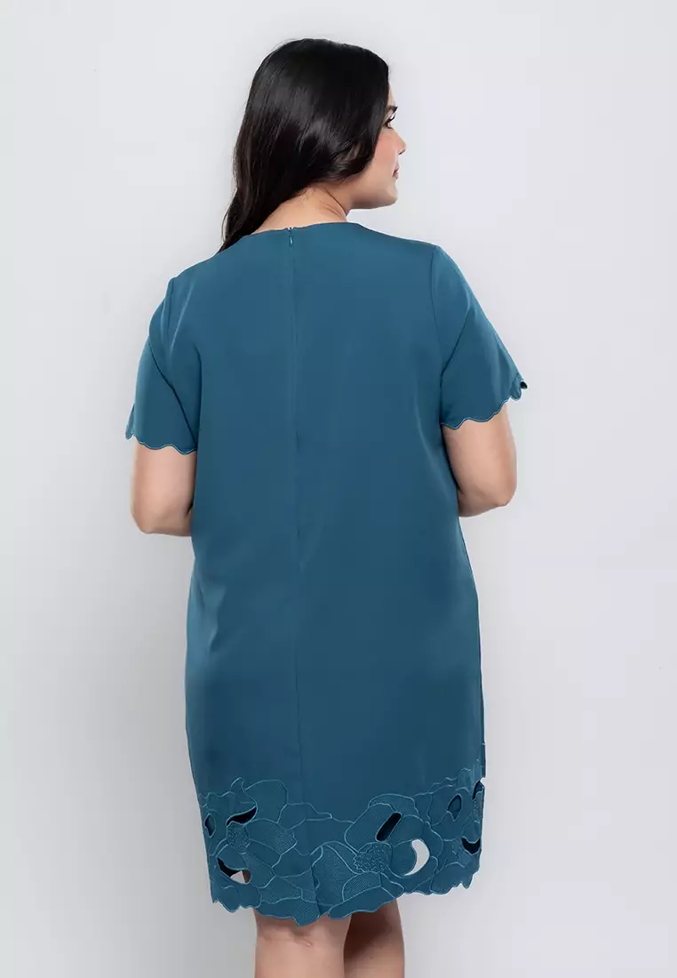 Milly Plus Size Eviannah Embroidered Laser Cut Shift Dress