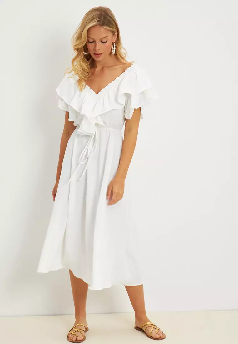 White flounce dress on sale