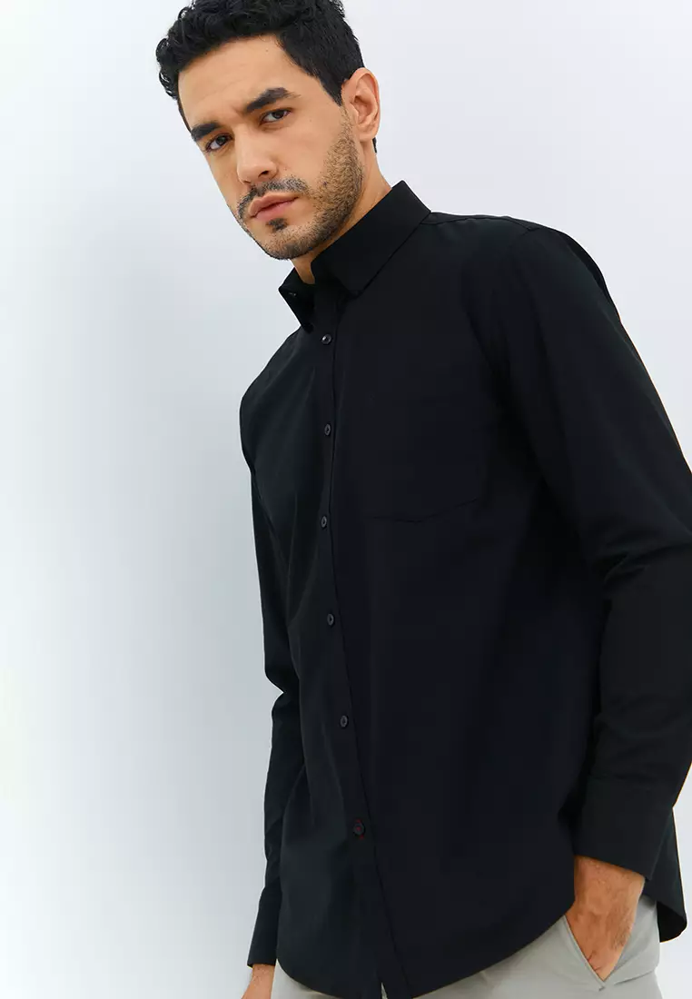 Jobb Steelco Kemeja Pria Lengan Panjang Regular Fit Hitam Colour Black