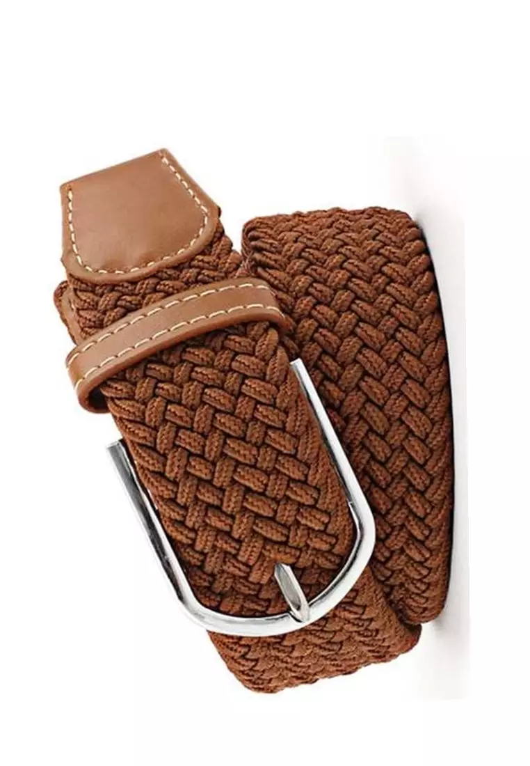 Ruth Belt Tali Ikat Pinggang Wanita Bahan Canvas Casual Knitted Buckle ORIGINAL - Brown