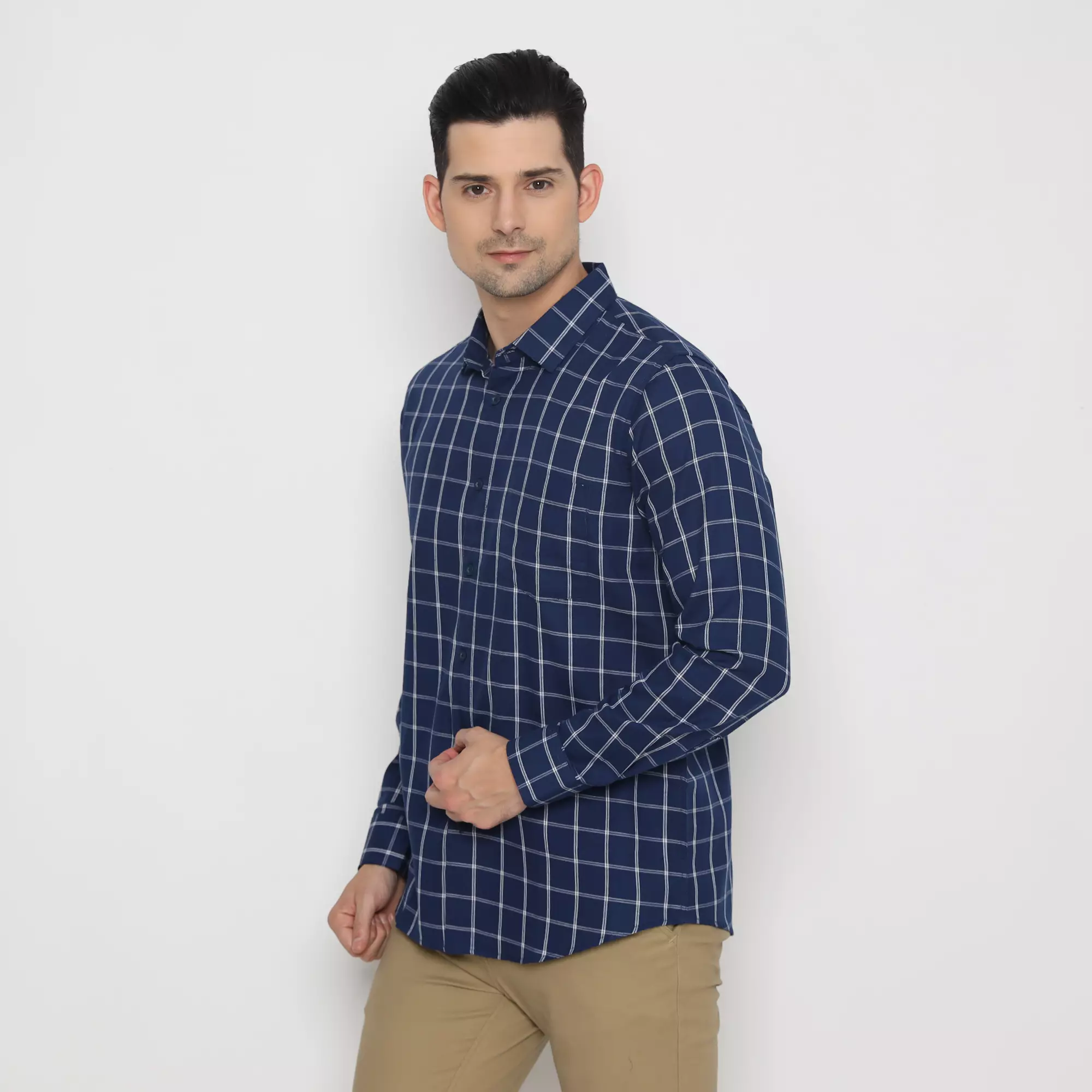 Platini Kemeja Flanel Pria Lengan Panjang Navy 76444