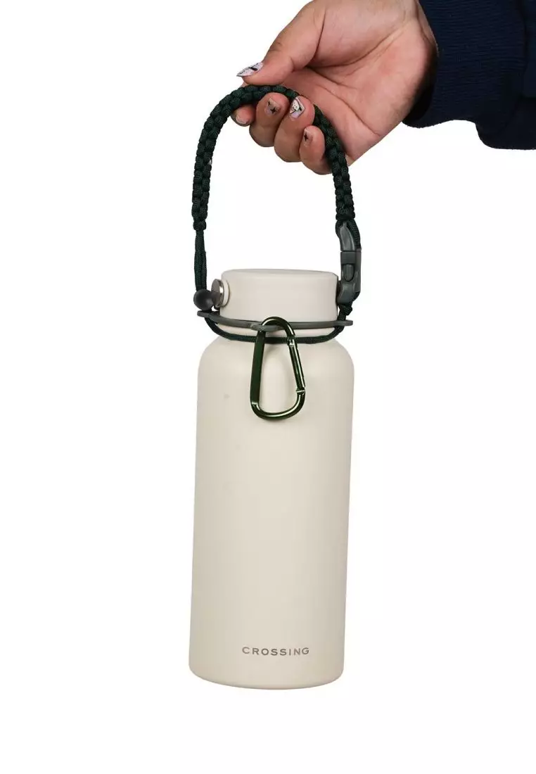 Crossing Paracord Bottle Carrier Strap with Carabiner - Dark Green