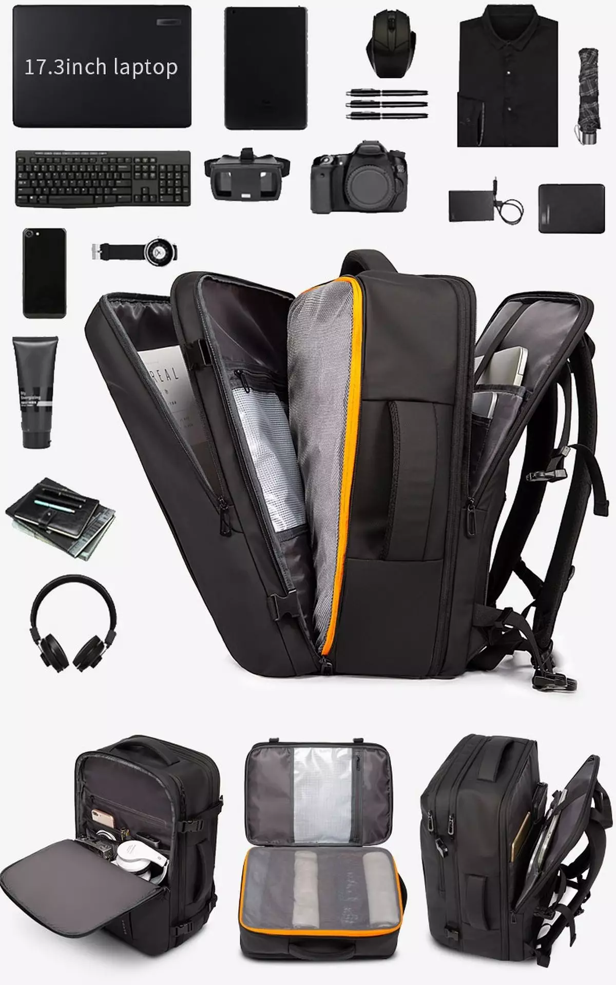 Bange BG1909D Tas Ransel Laptop Backpack Bag Expandable 45L 17.3 Inch