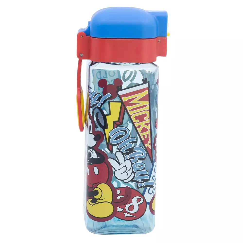 Disney Stor  Safelock Square Ecozen Plastic Water Bottle Mickey 550ml - Botol Minum Anak Anti Bocor BPA Free
