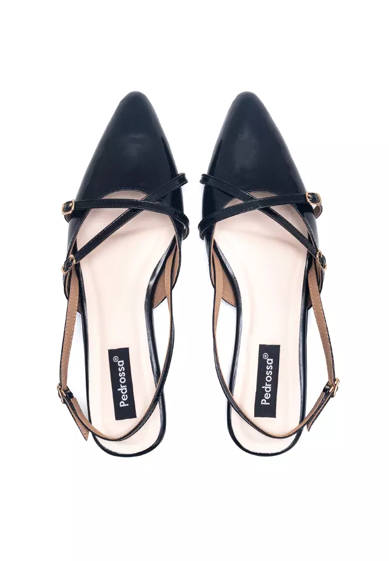 Scarlet Flat Sandals Mules in Black