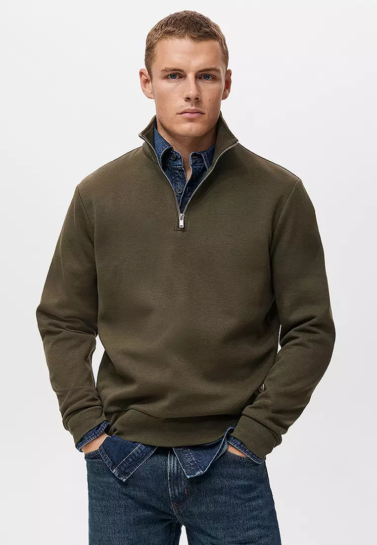 Buy MANGO Man Regular-Fit Cotton Sweatshirt With Zip 2025 Online