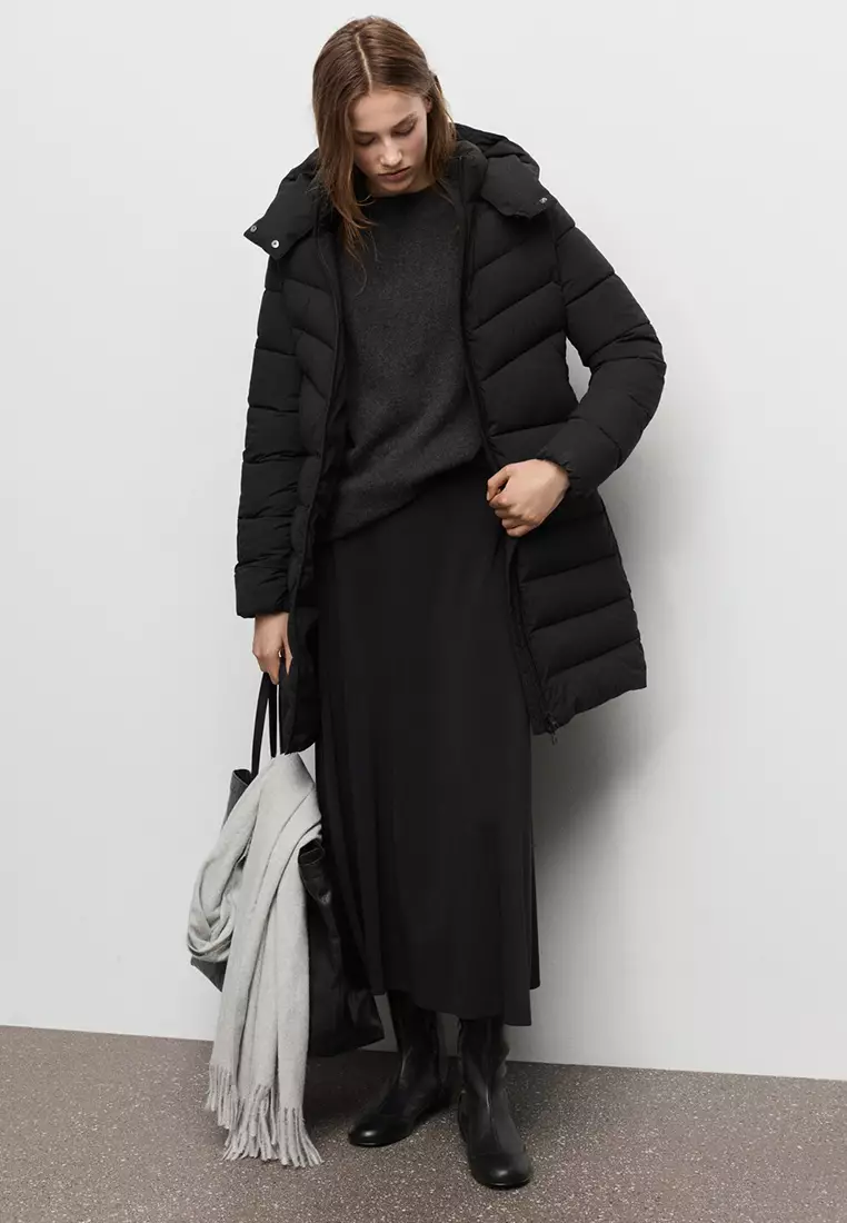 Midi Quilted Anorak with Hood