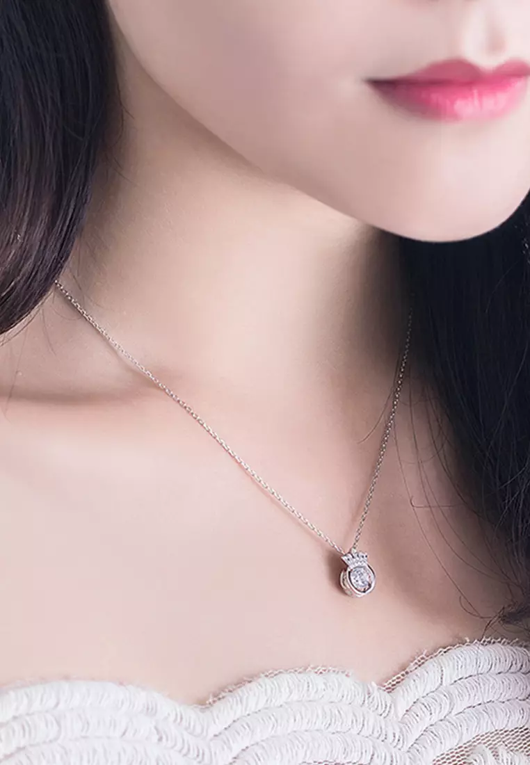 Kalung Wanita Korea Elegan Titanium Original Zircon Perhiasan Kalung Cewek silver