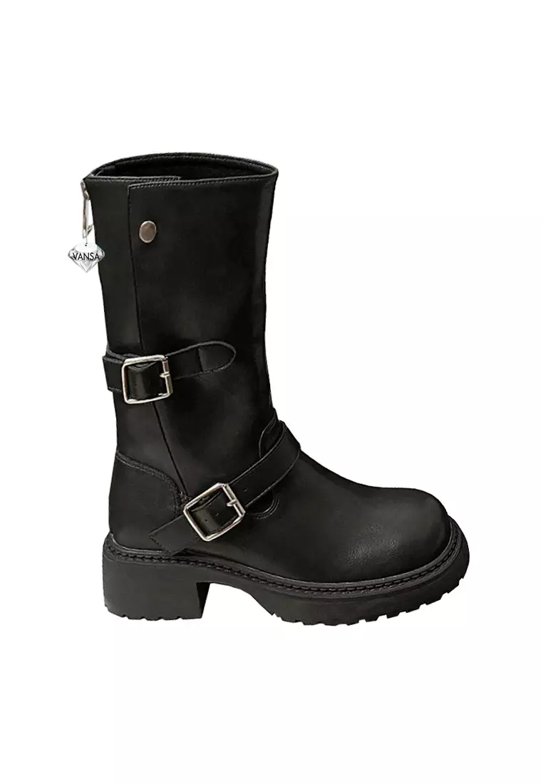 Discount on Twenty Eight Shoes  shoes - SKU: VANSA Fashionable Back Zipper High Martin Boots VSW-B-652-1
