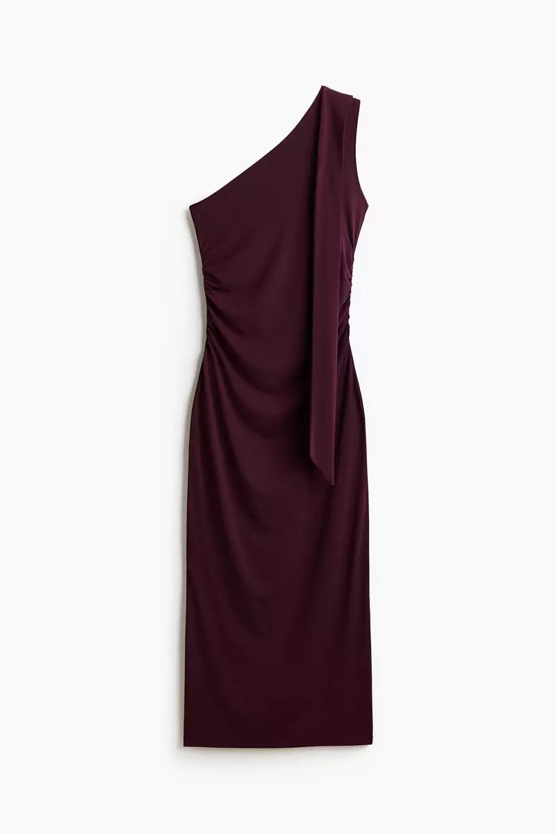 Draped one-shoulder dress