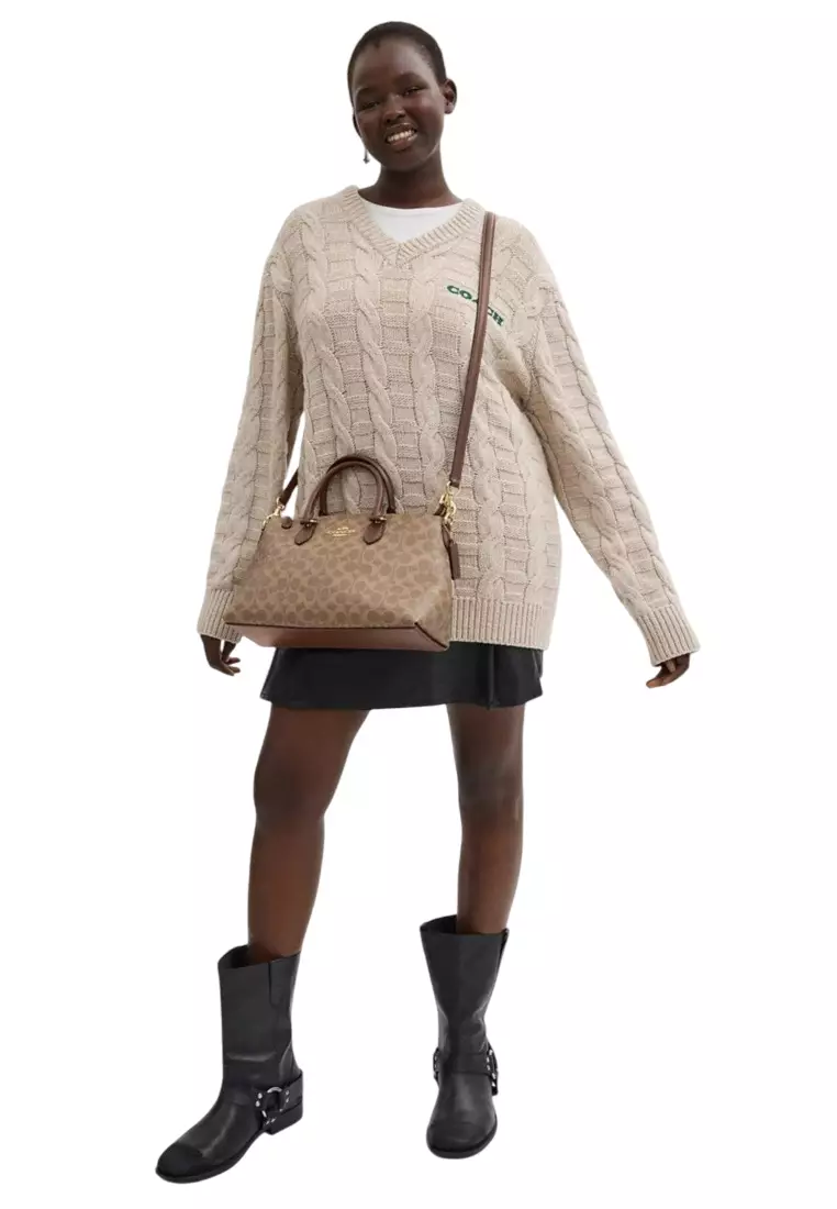 Georgia Satchel Bag In Signature Canvas - Tan/Brown
