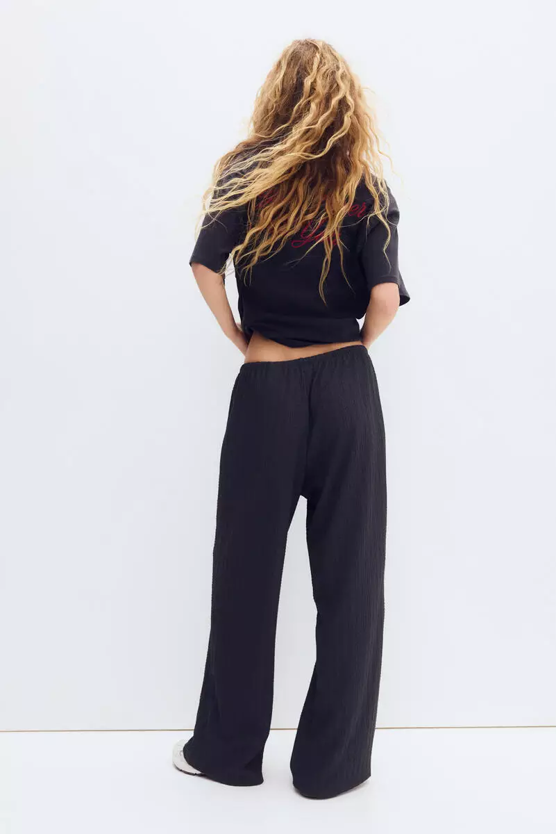 Textured jersey drawstring trousers