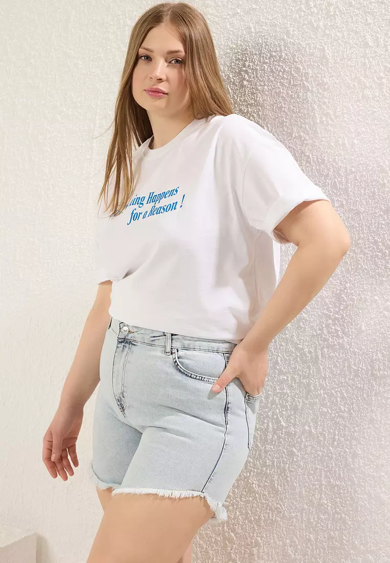 Ice Blue Tasseled Stretchy Skinny Denim Shorts & Bermuda TBBSS23CJ00016