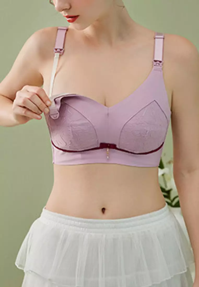 Buy ZITIQUE Women's Summer Push Up Anti-sagging Front Buckles  Breast-feeding Bra - Light Purple in Purple 2024 Online