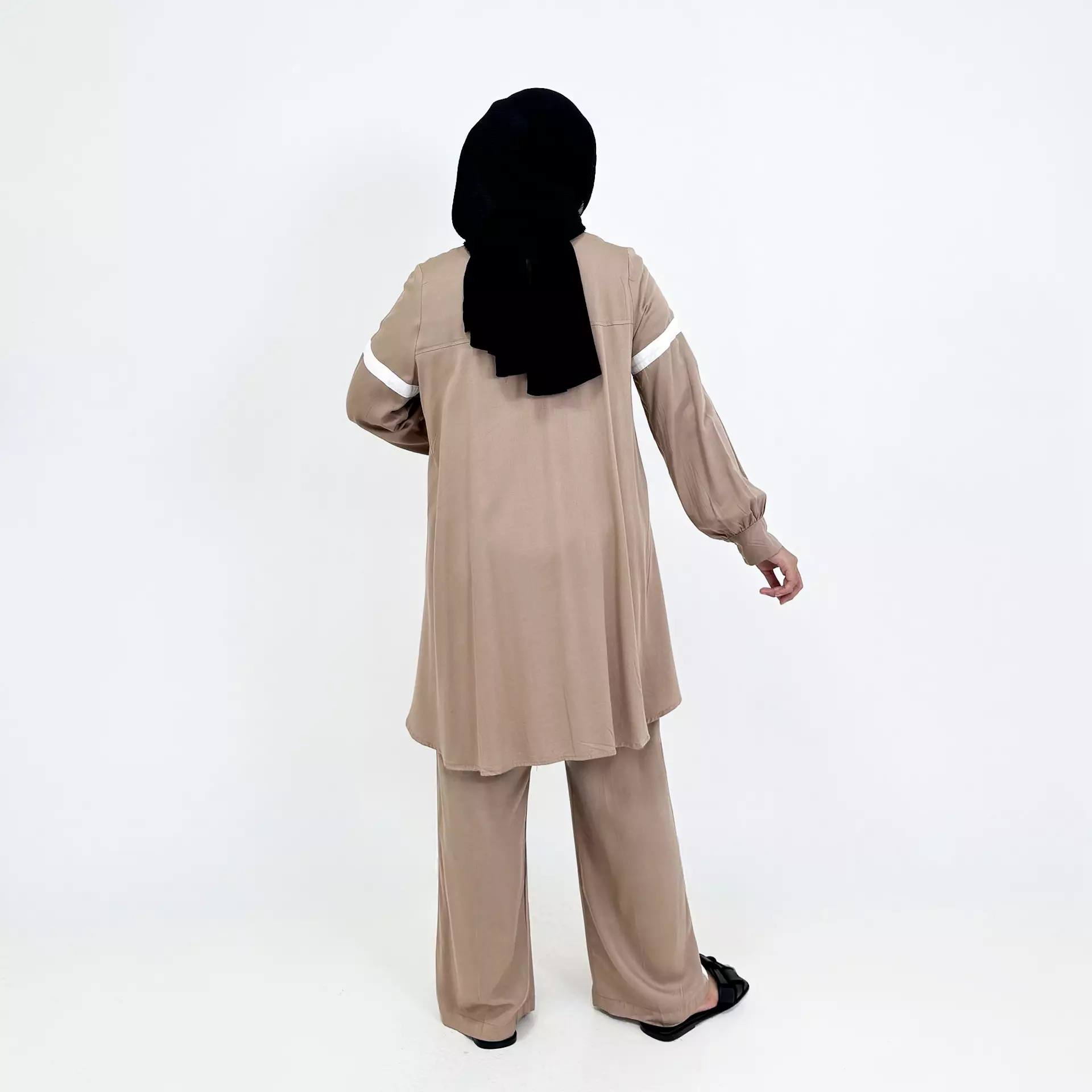 Piyama Cotton Ica [COKLAT] SIZE L-XL Baju Tidur Long Sleeve Long Pants Sleepwear