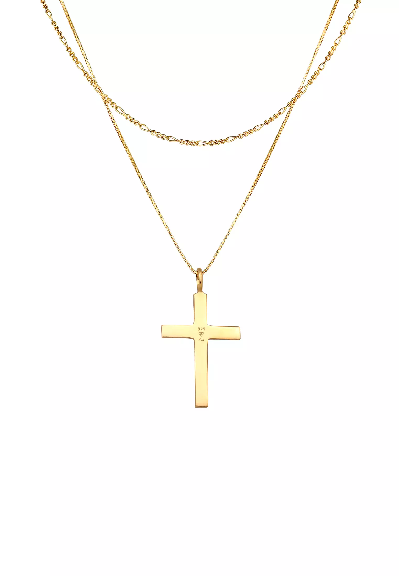 Necklace Men Cross Pendant Layer Religion Gold Plated