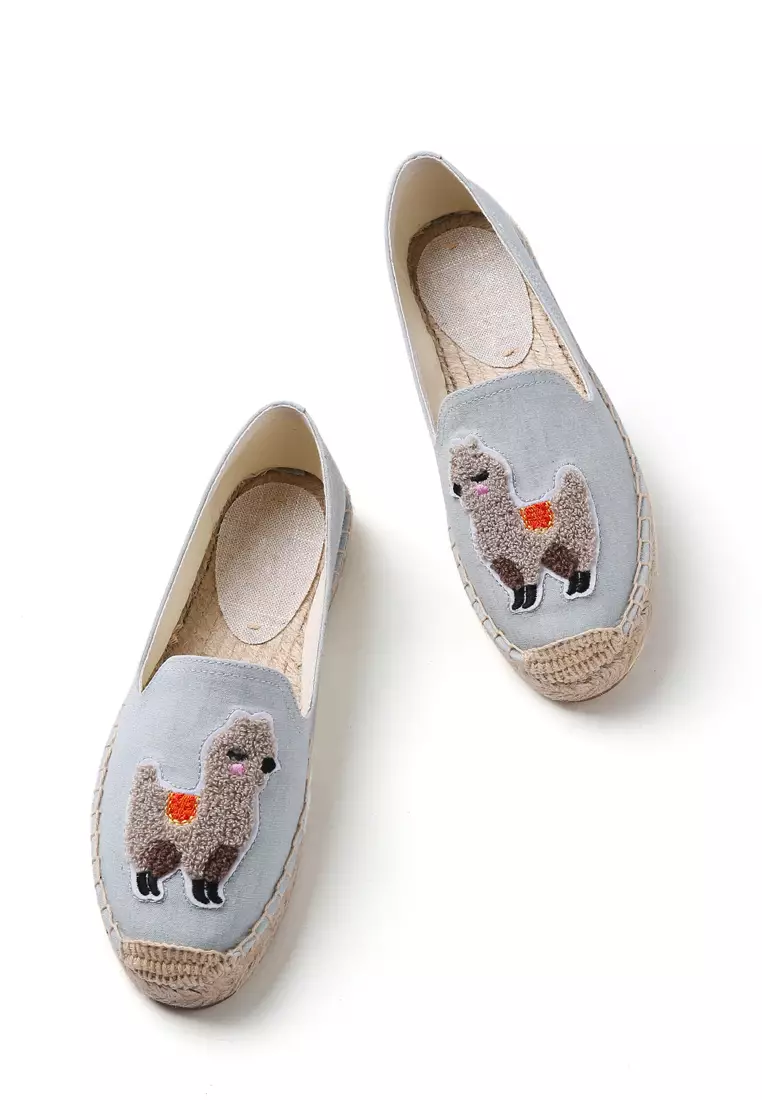 Platform Embroidery Canvas Espadrilles HB01