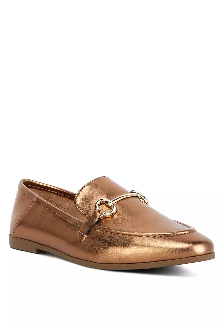 Gold loafers women on sale
