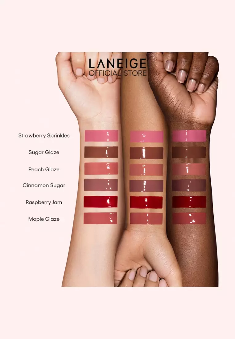 Laneige Glaze Craze Tinted Lip Serum (Strawberry Sprinkles) – 12G , comes in 6 buildable, donut-inspired flavours, Glossy lips, hydrating lips, tinted lips.