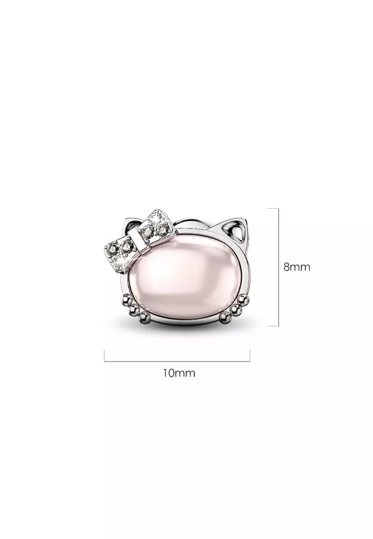 Hello Kitty Soft Pink White Gold Layered Stud Earrings
