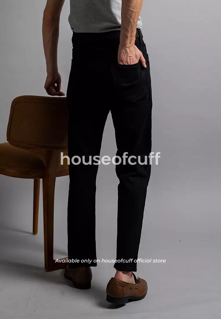 Houseofcuff Celana Jeans Reguler Fit Hitam Pria Panjang Denim Hitam