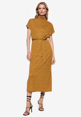 Mango yellow Ribbed Midi Dress 0C7D9AAF57BD13GS_1