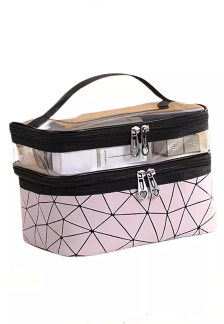 Elmar Tas Kosmetik Make Up Travel Wanita Organizer Bag Material Nylon Vinil ORIGINAL - Pink