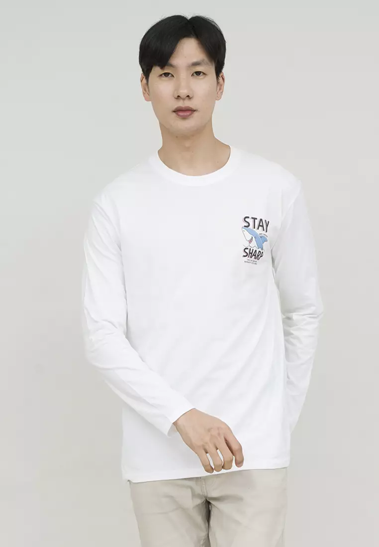 Kaos cotton combed lengan panjang pria putih houseofcuff stay sharp