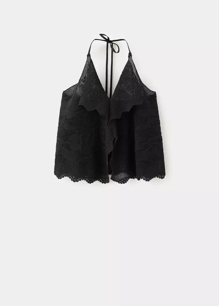 Embroidered Knit Halter Top