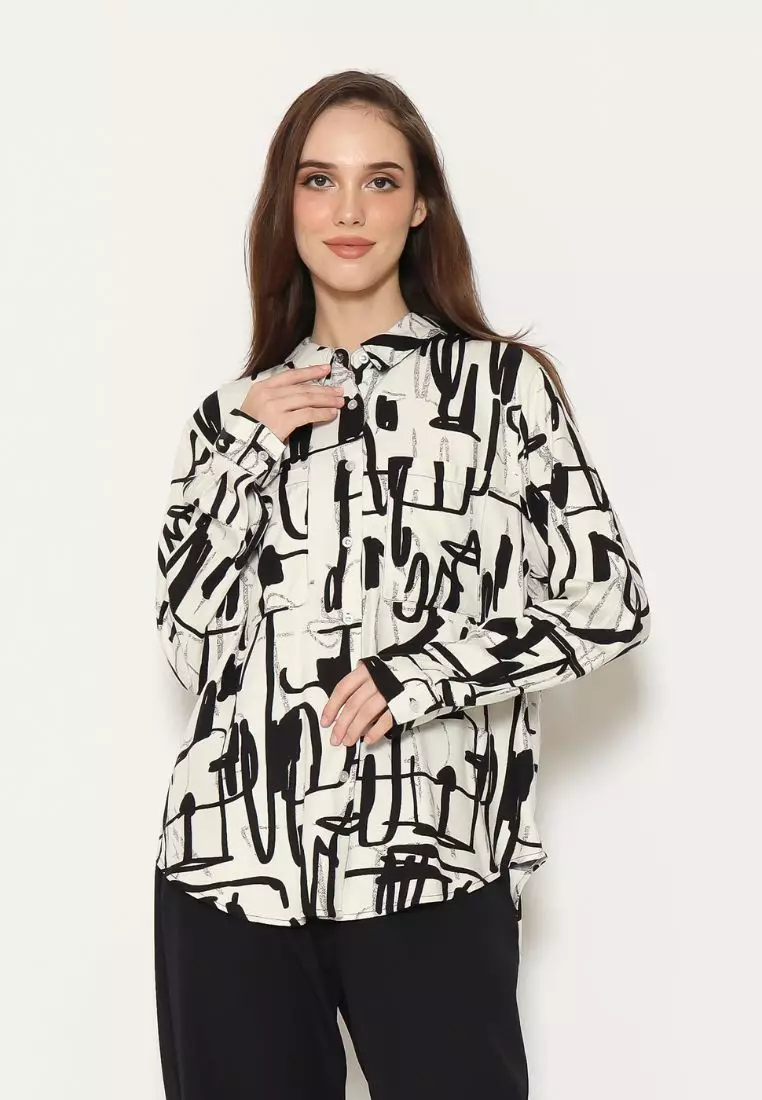 Urban Exchange Cherry Oversize Shirt Printed Black