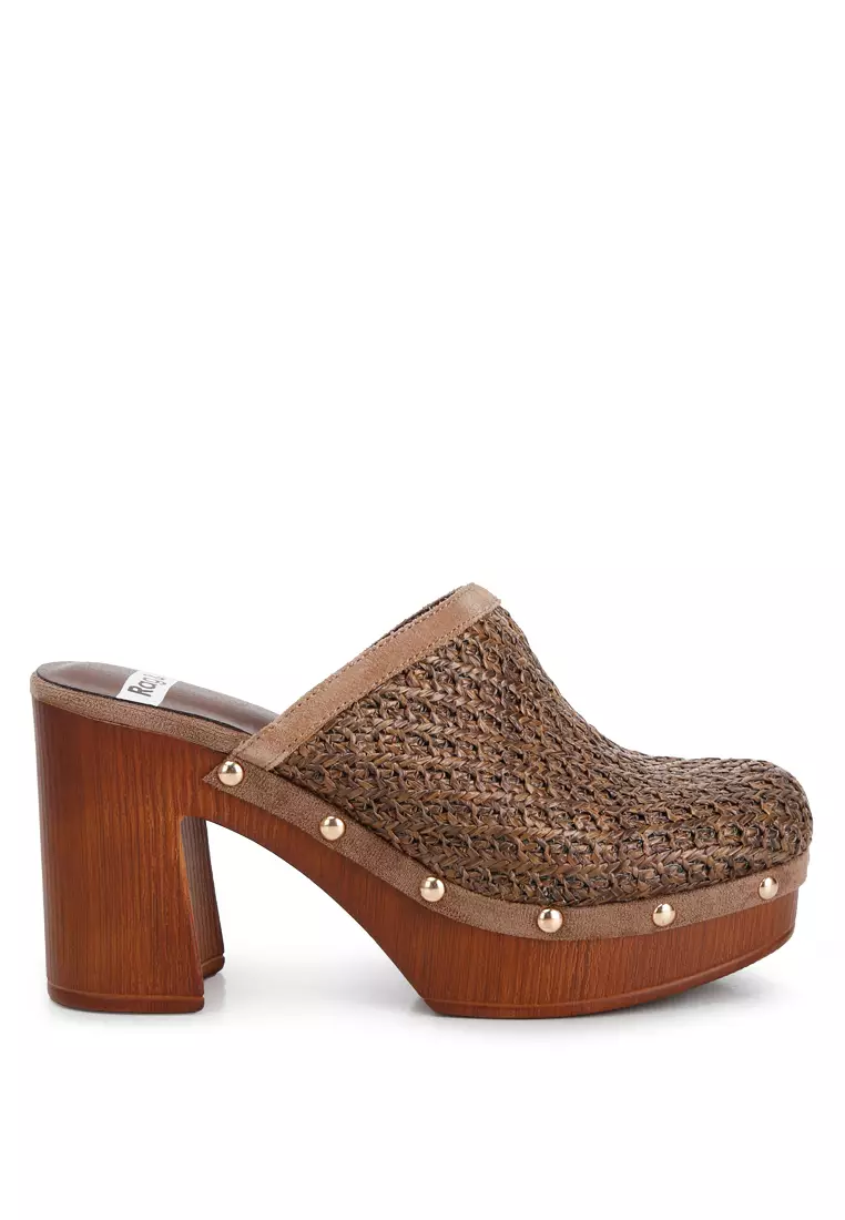 Discount on Rag & CO.  shoes - SKU: Brown Raffia Platform Clogs