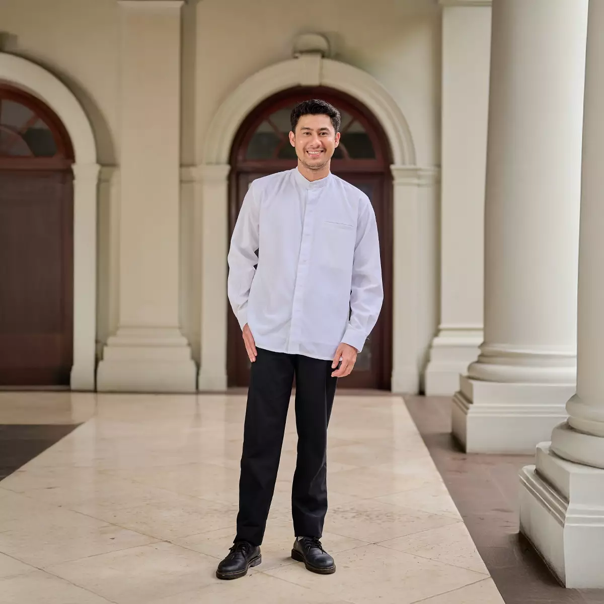 ZM Zaskia Mecca - Elgin Snow Kemeja Koko Pria Lengan Panjang - White Series - Edisi Binar Samudra