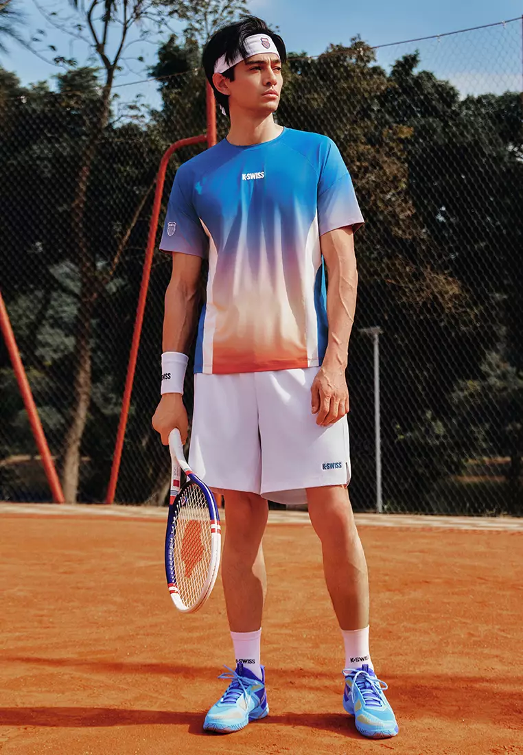 男裝 K-SWISS LOGO 防曬吸汗速乾漸變色網球服 T裇