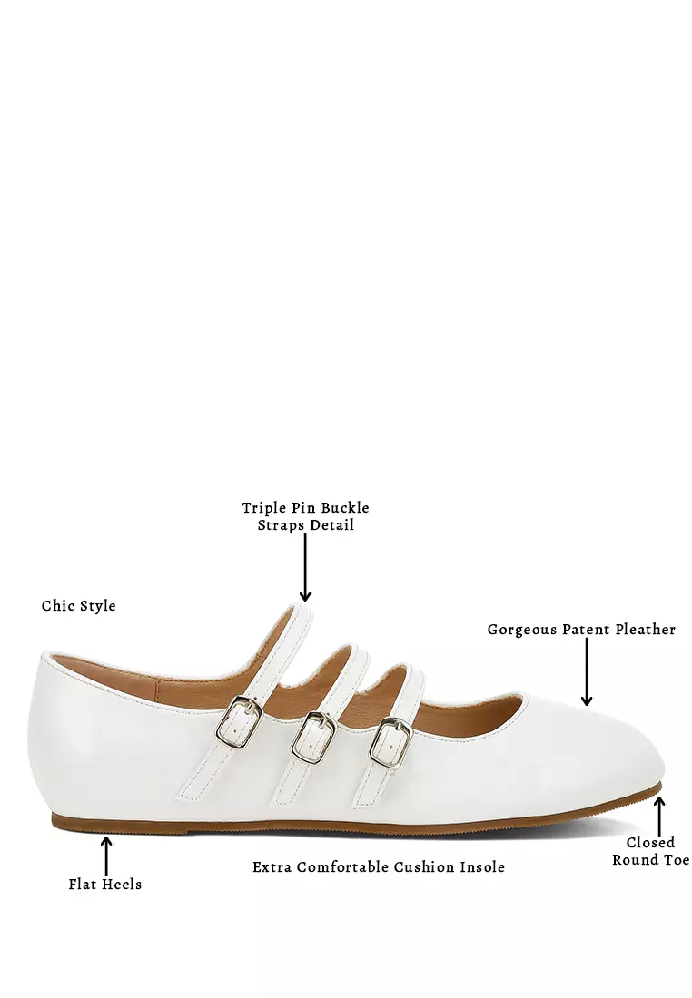 Sandal Mary Jane Tali Tiga Warna Putih