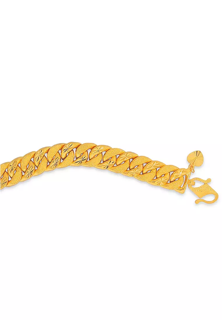 916/22K Gold Hollow Sand Curb Bracelet T012 (16MM)