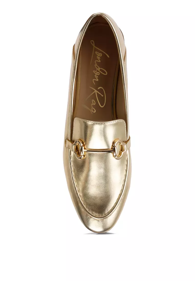 Buy London Rag Metallic Faux Leather Loafers in Gold 2024 Online